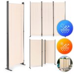 Paravent de jardin et de piece pliable a 3 panneaux 167 x 164 cm beige multigarden