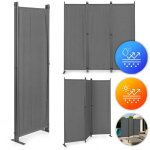 Paravent de jardin et de piece pliable a 3 panneaux 167 x 164 cm gris multigarden