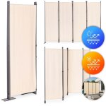 Paravent de jardin et de piece pliable a 4 panneaux 167 x 216 cm beige multigarden
