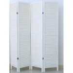 Pegane - paravent persienne de 4 pans en bois, coloris blanc lasur - dim : h170 x l160cm