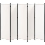 Paravent sparateur de pice 5 volets en tissu blanc 270 x 170 cm pour intrieur au design moderne beliani ...