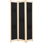 Helloshop26 - paravent sparateur de pice cloison de sparation dcoration meuble 3 panneaux noir 120x4 ...