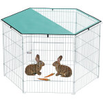 Parc pour chien - pawhut - 6 panneaux - avec toit, modulable et pliable - 76h cm - avec porte - int�rieur ...
