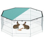 Parc pour chien - pawhut - 8 panneaux - avec toit, modulable et pliable - 60h cm - avec porte - int�rieur ...