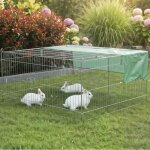 Parc enclos ext�rieur grillage en m�tal pour lapin, poule, cochon d'inde taille m carr� �t� 2555