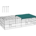 Parc enclos modulable acier avec bache pour lapins rongeurs petits animaux int�rieur ext�rieur 185l x ...