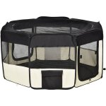 Parc enclos pliable chien chat -  120 x 58h cm - acier tissu oxford - crme noir