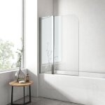 Emke - pare de baignoire en 6 mm verre securit paroi de douche pliable pour baignoire - 100 x 140 cm ...