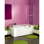 Pare - baignoire ancomalin, avec profil blanc, 2 volets pliables relevable et pivotant en verre securit ...