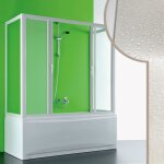 Pare baignoire en forme u 3 cts h 150 cm mod. plutone 2 en acrylique 75x170x75 cm ouverture centrale ...