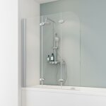 Pare - baignoire pliant 125x 140 cm, verre transparent 5 mm, paroi de baignoire 3 volets, cran de baignoire ...