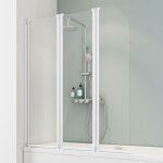 Pare - baignoire pliant 125 x 140 cm, paroi de baignoire 3 volets komfort, cran de baignoire pivotant ...