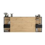 Vente - unique - parisot tete de lit avec étageres + chevets intégrés - décor chene et noir - l 255 x ... Vente - unique - parisot tete de lit avec étageres + chevets intégrés - décor chene et noir - l 255 x ...