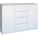 Hucoco - parme - commode de salon - 2 portes + 4 triroirs - 120x40x97 - buffet style scandinave - meuble ...