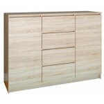 Parme commode style moderne chambre / salon / bureau 120x40x97 2 portes + 4 triroirs meuble de rangement ...