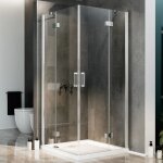 Parois cabine de douche angulaire ouv. pivotante verre transparent avec easy - clean h. 190 mod flip ...