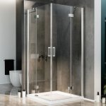 Idralite - parois cabine de douche angulaire ouv. pivotante verre transparent avec easy - clean h. 190 ...