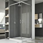 Idralite - parois cabine de douche angulaire verre transparent h 185 mod. junior 100x120 cm rectangulaire ...