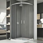 Parois cabine de douche demi - circulaire coulissante verre opaque h 185 mod. junior 70x90 cm