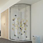 Idralite - parois cabine de douche demi - circulaire coulissante verre transparent h 198 mod. evolution ...