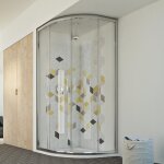 Idralite - parois cabine de douche demi - circulaire coulissante verre transparent h 198 mod. evolution ...