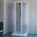 Idralite ? cabine de douche 80x80 cm ? pvc blanc ? double porte pliantes avec ouverture centrale ? installatio ...