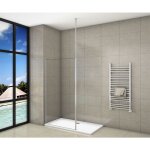 Aica sanitaire - paroi de douche 40x200cm en 8mm verre anticalcaire et livr� une barre de fix� � plafond ...