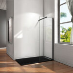 Aica sanitaire - paroi de douche 60x200cm en noire mat paroi  l'italienne en 8mm verre anticalcaire ...