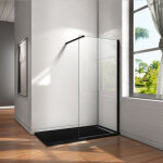 Aica sanitaire - paroi de douche 70x200cm en noire mat paroi  l'italienne en 8mm verre anticalcaire ...