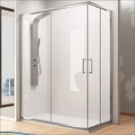 Kassandra - paroi de douche acc�s en angle 2 verres fixes + 2 portes coulissantes bella 140 x 90 cm