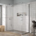 Paroi de douche accs en angle 2 verres fixes + 2 portes coulissantes yoko 140 x 90 cm