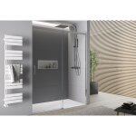 Bernstein - paroi de douche en niche verre transparent nano 6mm, porte coulissante - profilé alu chrome ... Bernstein - paroi de douche en niche verre transparent nano 6mm, porte coulissante - profilé alu chrome ...