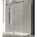 Kassandra - paroi de douche fixe + porte coulissante glas 140 cm paroi latrale : 76 - 79 cm