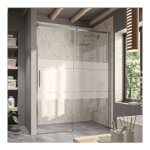 Kassandra - paroi de douche fixe + porte coulissante luna verre s�rigraphi� 145 cm sans paroi lat�rale ...