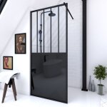 Aurlane - paroi de douche a l'italienne - 100x200 cm verre transparent 5mm + barre de maintien noir Aurlane - paroi de douche a l'italienne - 100x200 cm verre transparent 5mm + barre de maintien noir