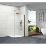 Paroi de douche italienne clear - 100 x 195 cm - cuivre bross� - siena