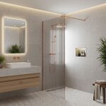 Paroi de douche italienne fl�t�e - 110 x 195 cm - cuivre bross� - linea