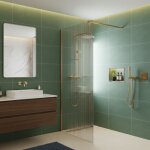 Paroi de douche italienne fl�t�e - 110 x 195 cm - or bross� - linea