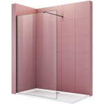 Sirhona - paroi de douche à l'italienne panneau fixe noir 120x200cm verre anticalcaire 8 mm avec barre ... Sirhona - paroi de douche à l'italienne panneau fixe noir 120x200cm verre anticalcaire 8 mm avec barre ...