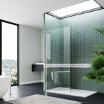 Sirhona - paroi de douche  l'italienne en verre anticalcaire 8mm avec barre de stabilisation 100 cm ...