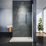 Sirhona - paroi de douche  l'italienne en verre anticalcaire transparent 8mm avec barre de stabilisation ...
