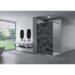 Paroi de douche � l'italienne en verre tremp� noir v�ritable avec motifs opaques wave - ex101 - largeur ...
