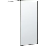 Paroi de douche italienne en verre tremp� transparent et cadre en aluminium noir 100 x 190 cm pour salle ...