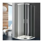 Gme - paroi de douche prestige semi - circulaire 90x90 - , d�cor�: transparent rayon standard - cotes ...