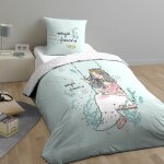 Parure de couette - housse de rve - reversible 140x200 cm - 100% coton bio 57 fils - motifs - blanc