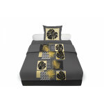 Parure de draps 180x290 cm en coton palmera anthracite, par soleil d'ocre