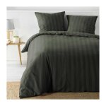 Parure de lit 3 pi�ces 'cleo' 240x220cm vert kaki