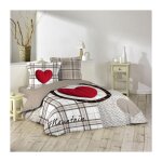 Parure de lit 3 pi�ces  love mountain  240x220cm beige