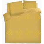 Atmosphera - parure de lit en coton lav tuft jaune moutarde 260 x 240 cm avec housse de couette et ...