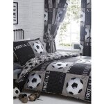 Portfolio home - parure de lit rversible football noir gris et blanc - 138 x 200 cm